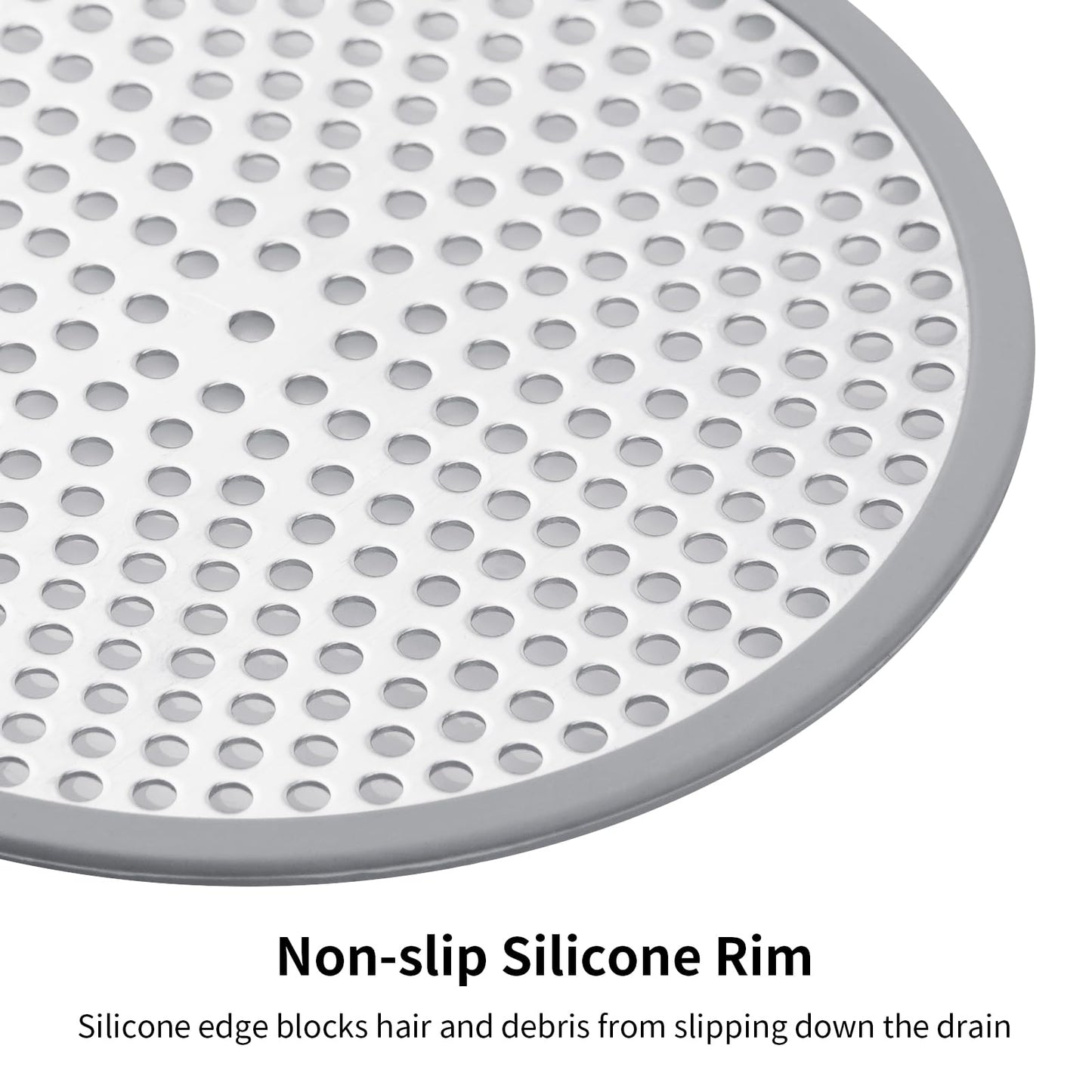 Ohtomber Shower Drain Hair Catcher - 2PCS 4.72” Shower Stall Sink Drain Cover Strainer, Stainless Steel Bathtub Hair Filter Trap Stopper, Bathroom Floor Screen Protector with Silicone Rim