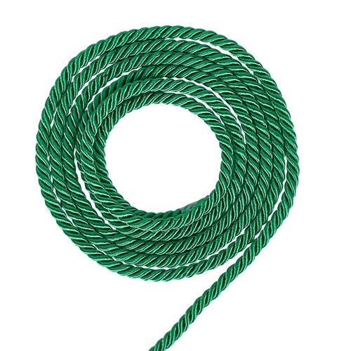 CABODYALS 5MM 3 Ply Dark Green Twist Grad Honer Cord Trim Braid Christmas Shiny Satin Twine Thread String Graduation Twined Decorative Thick Rope Cords for Sewing Making Home Decor Craft Drawstrings