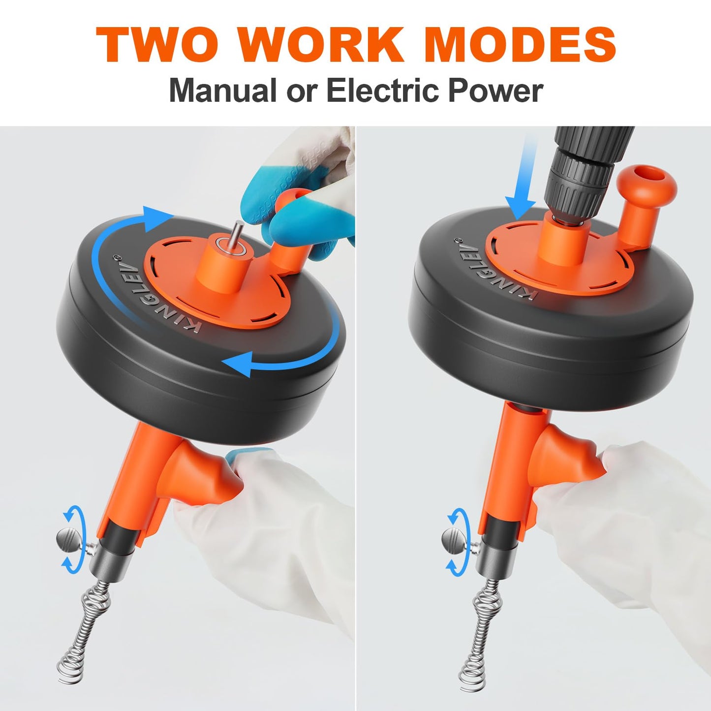 Drain Auger, Drain Snake With Drill Adapter, 25ft Plumbing Auger Heavy Duty Flexible Sink Steel Plumbing Auger Bathroom Hair Clog Removal Tool, Manual Or Powered - No auto retract or feed