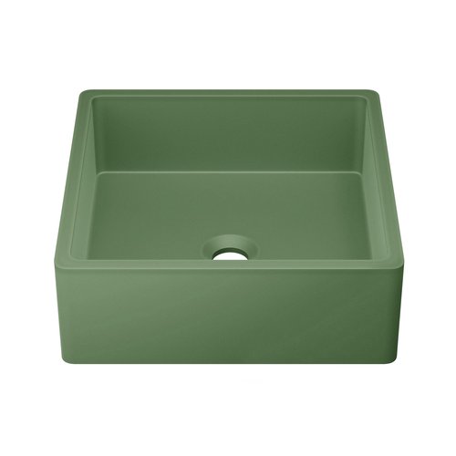 Swiss Madison Lisse 15.5" Concrete Square Vessel Sink in Matte Royal Green
