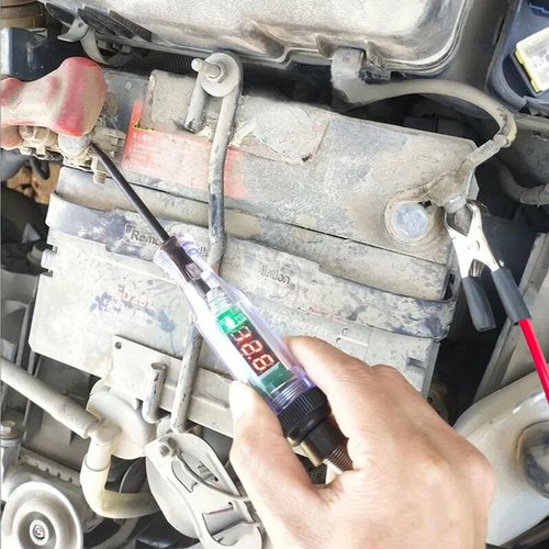 Automotive Test Light, 5-120V Digital Circuit Tester Electrical Test Pen Bidirectional Light Tester with LED Digital Voltage Display, 5.9Ft Extended Spring Wire & Probe for Cars Trucks Vehicles
