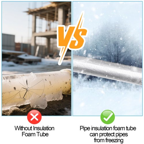 Okllen 12 Pcs Foam Pipe Insulation Wrap, Self-Adhesive Wrap Foam Tube with Aluminum Foil for Outdoor Pipes, Spigot, Water Heater, Sprinkler & Irrigation Freeze Protection (1.3 Ft x 0.8 Inch)