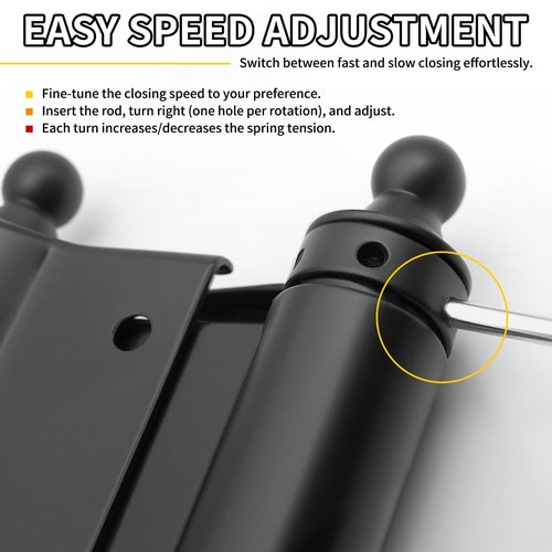 DTRUCTIEW 6" Double Action Spring Hinges, 4 Pack Self Closing Door Hinges for Indoor/Outdoor Saloon Cafe Pub Swinging Doors, Cold Rolled Steel, Including Pins and Screws