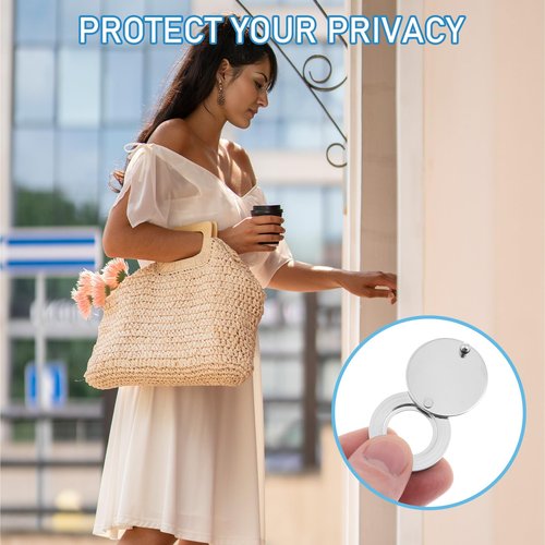 Yuomeaz Peephole Cover, Self Adhesive Peep Hole Covers for Door Viewers, Silver Home Security Peephole Protector for House