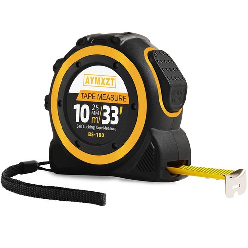 33ft Tape Measure, Self-Locking Telescopic Measure Tape, Easy to Read, Heavy Duty Measuring Too