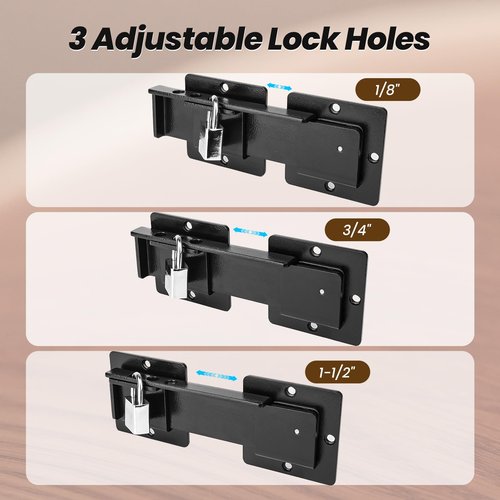 Kryonix 1 Pack 7.5" Flip Gate Latch Lock with 3 Hole, Heavy Duty Carbon Steel Door Latch for Outdoor Wooden Fence, 180°Adjustable Double Gate Latch for Sliding Swing Open Gate, Barn Door(Include lock)
