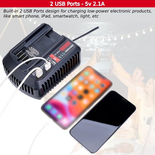 Tulepowceeng CMCB104 Fast Charger Compatible with Craftsman 20v V20 Lithium Battery CMCB201 CMCB202 CMCB205 CMCB209 CMCB206 CMCB202-2 Replacement for 20v Battery Charger CMCB100 CMCB102 CMCB124