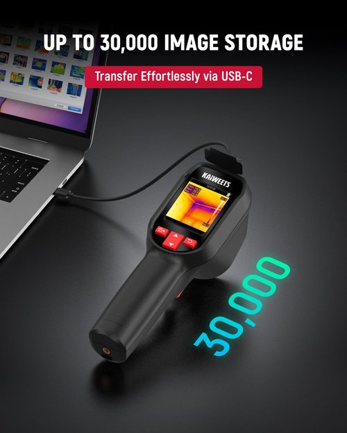KAIWEETS KTI-200 Thermal Camera, 240x240 High IR Resolution, Thermal Imaging Camera with Laser Pointer, -4°F to 1022°F Infrared Imager, 25Hz Refresh Rate, 15 Color Palettes, 8H Run Time, 50°FOV, IP54