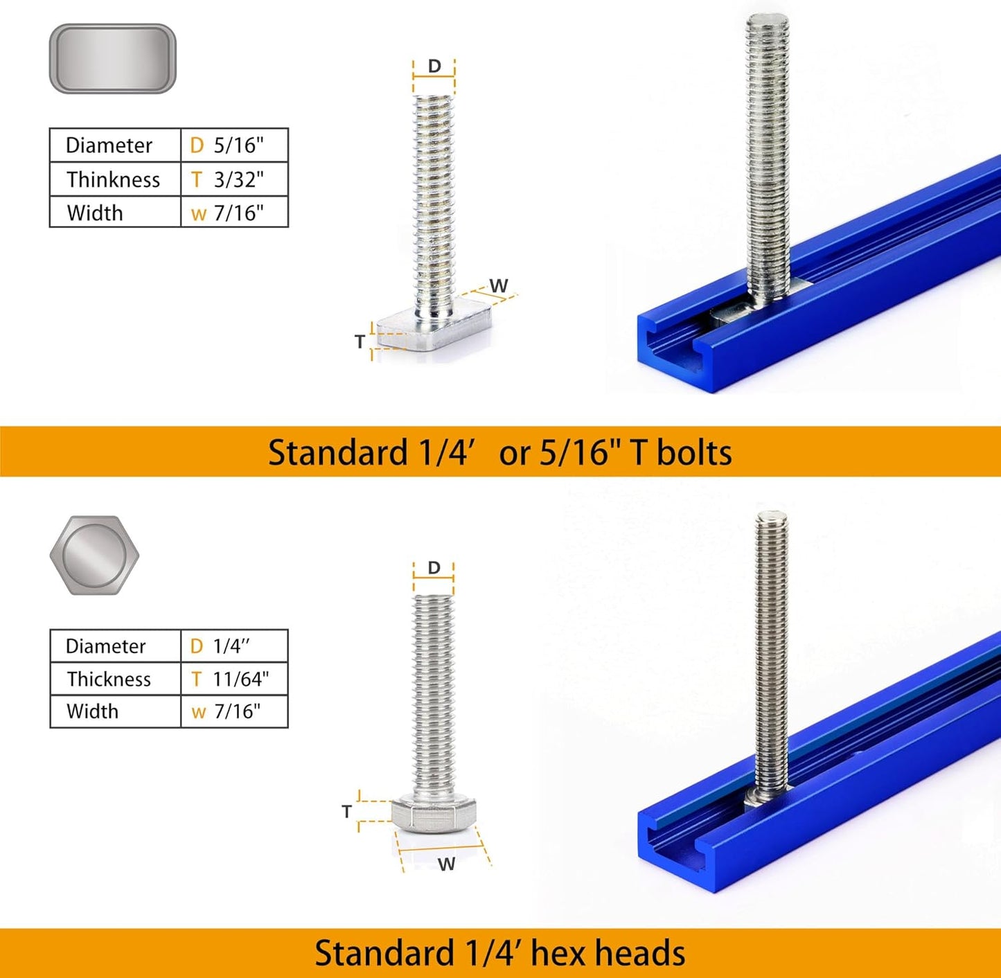 4 Pack 48" T-Track for Woodworking with Screws, Aluminum Alloy Woodworking Tools Double Cut Profile Universal T-Tracks with Predrilled Mounting Holes, Anodized Blue