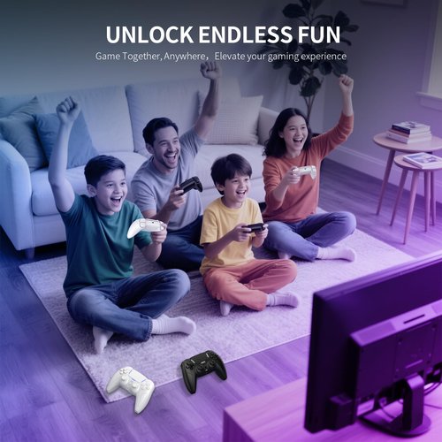 JDDWIN LED Wireless Gaming Controller for PS5/PC/Steam Deck,Hall Effect, Trigger Stops, Mappable Buttons, Bluetooth Audio,Marco, Turbo, Vibration, 6-Axis Motion Contro Gamepad with Speaker (White)