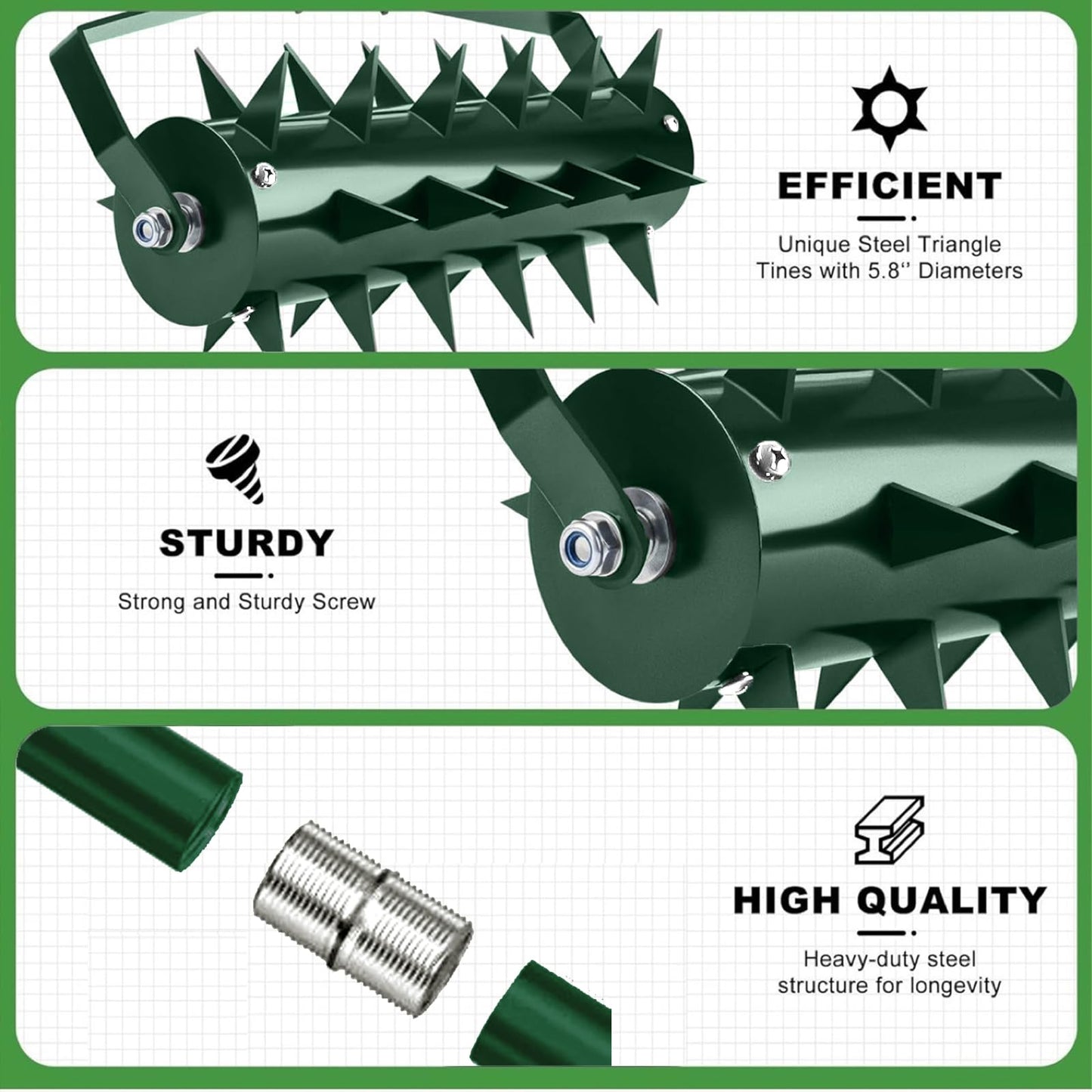 Maigandamai Gardening Lawn Aerator Tool, Rolling Lawn Aerator with 49 Inches Handle, Upgraded Heavy Duty Aerator Lawn Soil Penetrator Spikes