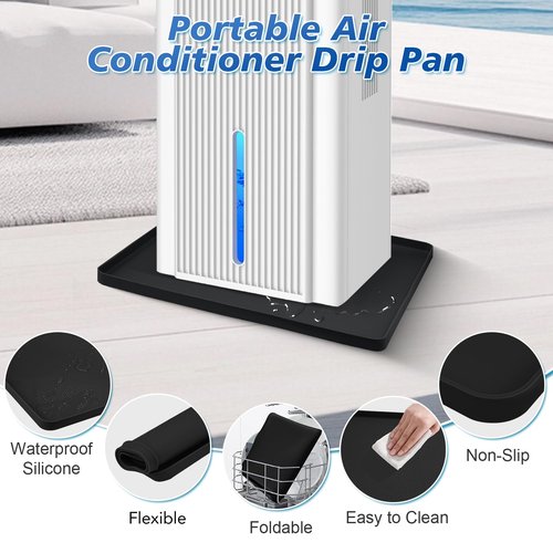 Dehumidifier Drip Pan, 18''x15'' Humidifier Drip Pan, Prevent Water Leakage and Protect Floor & Carpet, Non-Slip & Leak-Proof Silicone Mat with Raised Edge, for Under Dehumidifier and Humidifier Mat