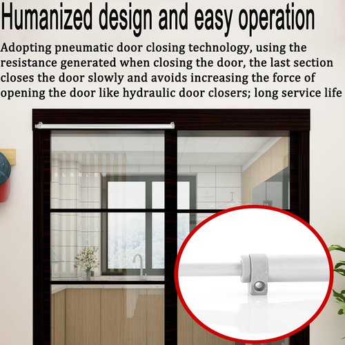 Self-Closing Sliding Patio Door Closer, Quiet Damping Buffering, Adjustable Sliding Speed, Sliding Door Closers, for Door Widths from 29.5 to 51"