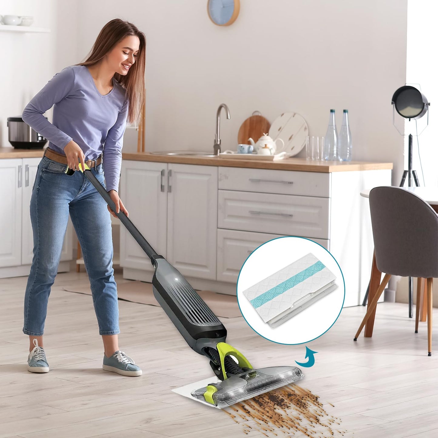 20-Pack Disposable Absorbent mop Replacement Pads Compatible with VM252 VM251 VM250 VM200 VC205 QM250 Models, Essential Replacement Accessories for Household Vacuum mops