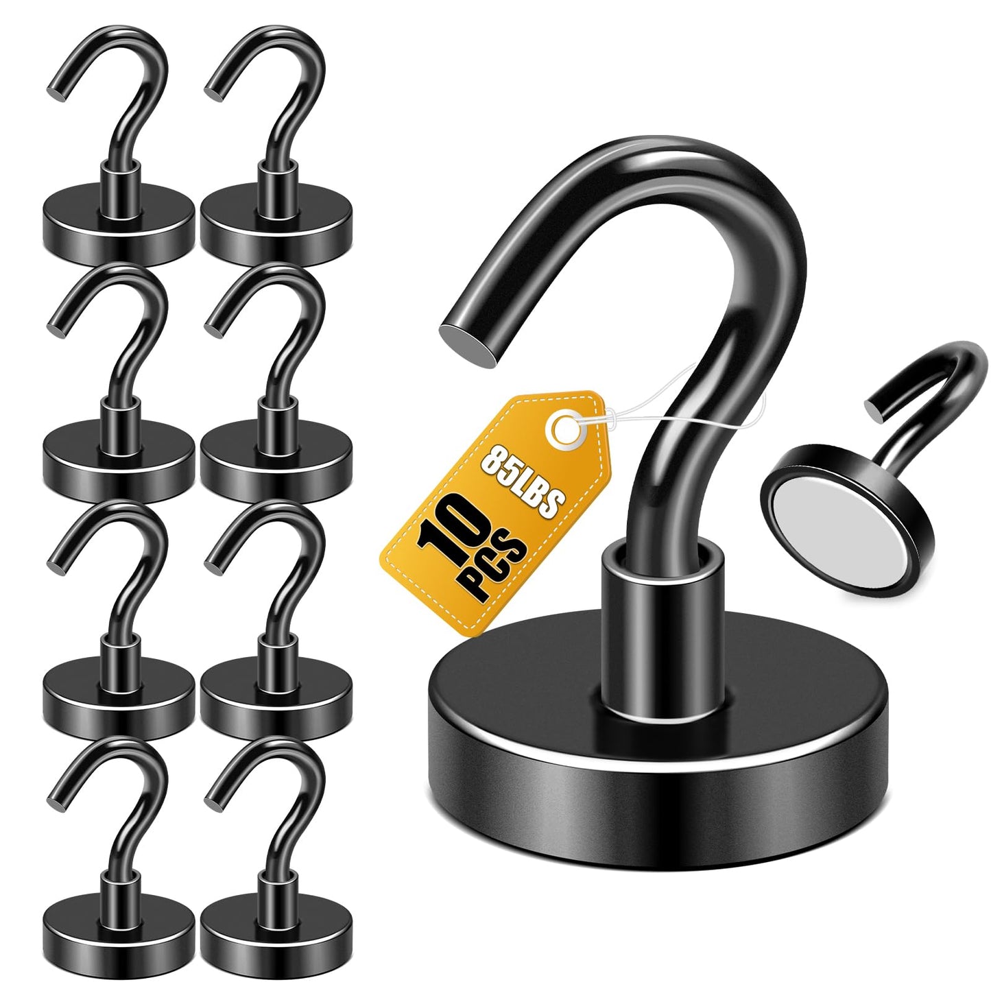 DIYMAG Magnetic Garage Hooks 10 Pack 85lbs 2026 Cruise Cabin Ship Essentials Hook Heavy Duty Strong Magnets Fridge for Classroom Wall Mount Kitchen Grills Black