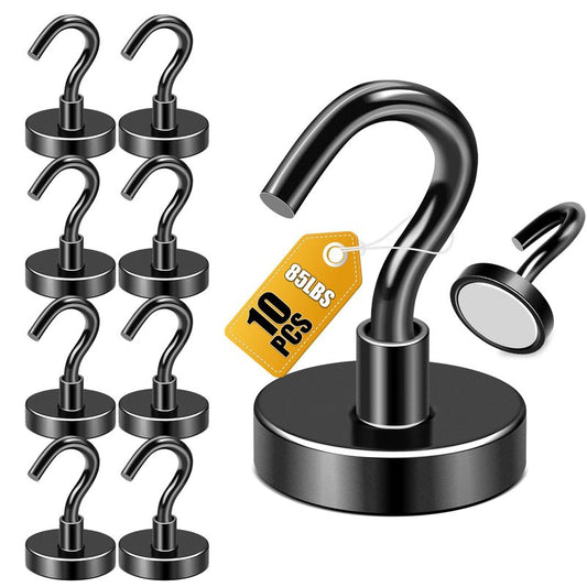 DIYMAG Magnetic Garage Hooks 10 Pack 85lbs 2026 Cruise Cabin Ship Essentials Hook Heavy Duty Strong Magnets Fridge for Classroom Wall Mount Kitchen Grills Black