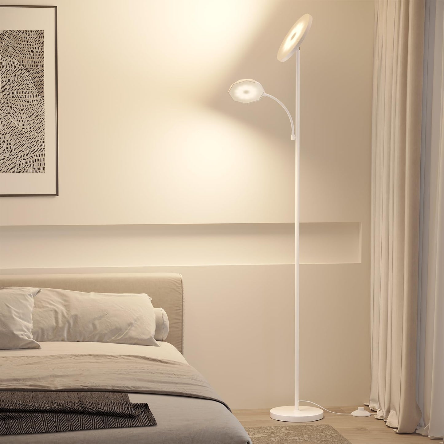 SUNMORY Floor Lamps for Living Room, 48W/4200LM Super Bright LED Floor Lamp with Remote Control, 69" Tall Standing Lamp with Stepless Dimmable, Modern Torchiere Reading Lamp for Bedroom, Office White