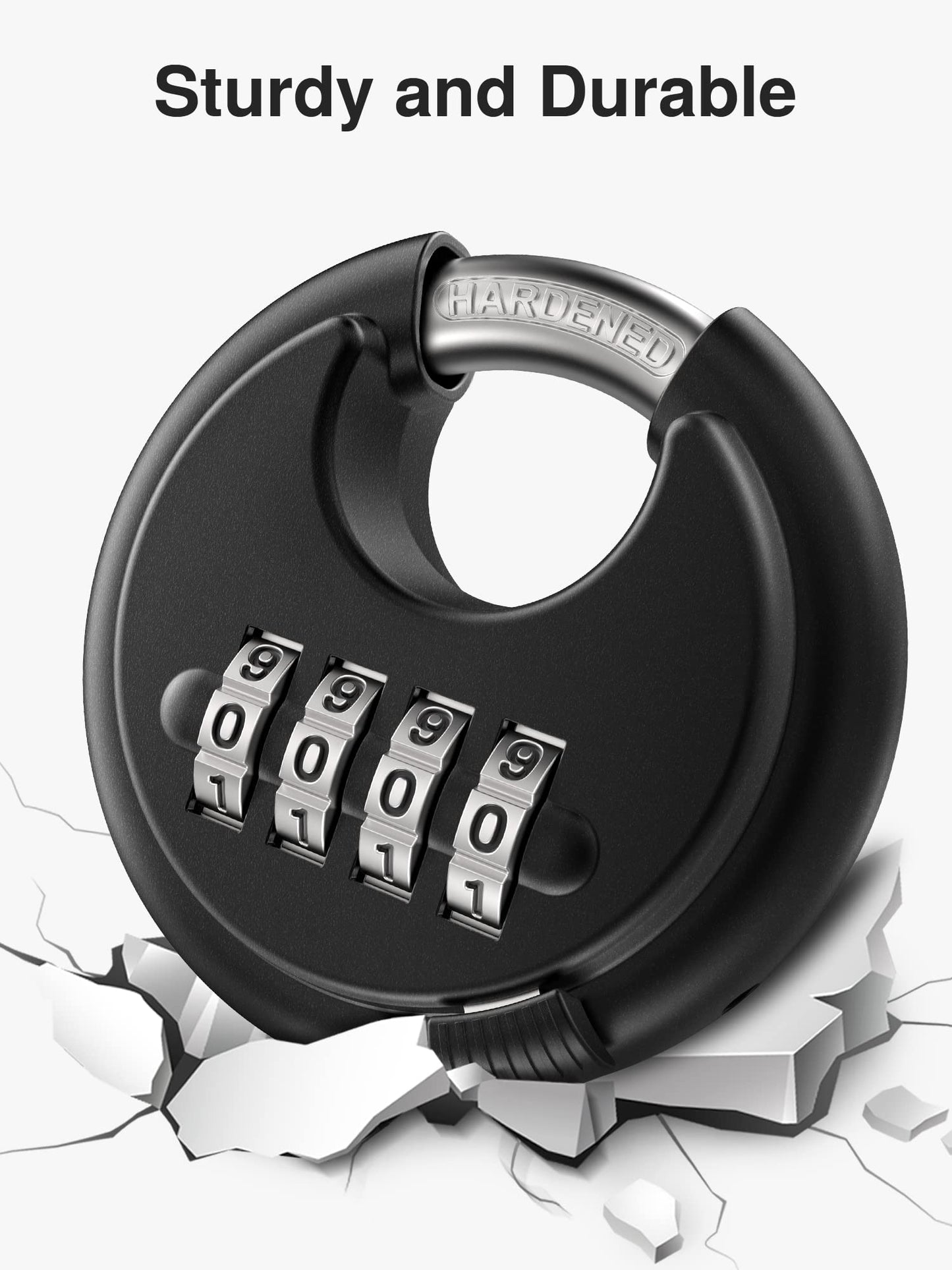 Puroma Combination Lock, 4 Digit Padlock with Hardened Steel Shackle, Keyless Heavy Duty Combo Lock for Outdoor Sheds Fence, Gate Hasps, Storage Unit, School Gym Locker (1 Pack, ‎Black)