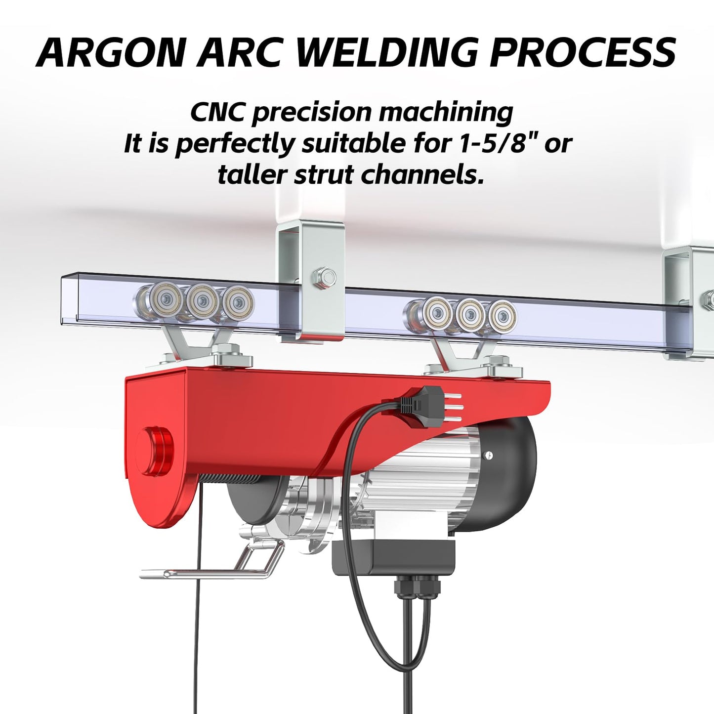 SKTREX 6 Wheel Hoist Trolley with Rollers - Strut Trolley Assembly for Electric Hoist - Fits 1-5/8" Wide and Taller Strut Channel - High Strength and Silent Operation
