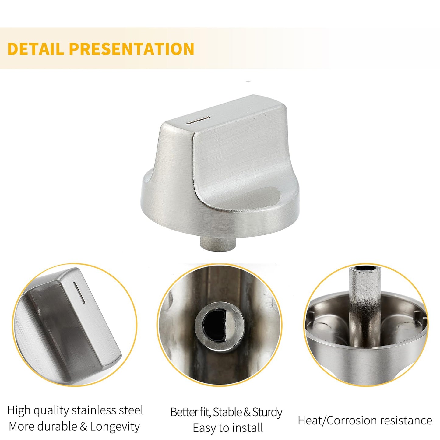 Allstare Stainless Steel W11366438 W11084623 Stove knobs Replacement Parts for Whirlpool Gas Range Stove Parts Burner Knobs WCG55US0HS00 WCG77US0HS00 Whirlpool Gas Cooktop Knobs 4 Pcs