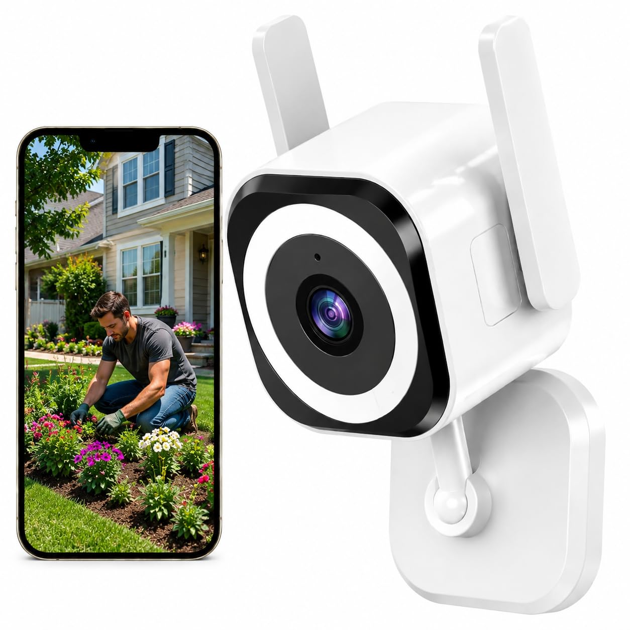 GUOANVISION Cameras for Home Security Indoor Outdoor, Dual Antenna 5G/2.4G WiFi Security Camera, Plug-in Stable Live View, 2K Color Night Vision, 4X Zoom, 2-Way Audio, IP66, SD/Cloud