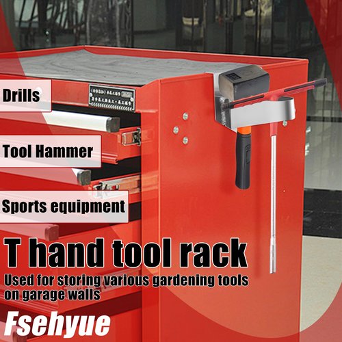 Fsehyue Aluminum T Handle Tool Holder Mount T Handle Rack Organizer Hangs on the Side of Most Tool Boxes Suitable for Enclosed Race Trailer Garage Automotive Work Shop Accessories