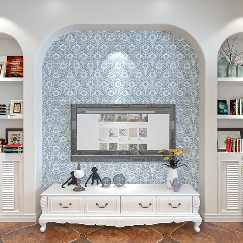 Lativo Blue and White Floral Peel and Stick Wallpaper Modern Boho Contact Paper for Cabinets Drawers Coastal Flower Leaf Self Adhesive Wallpaper Bathroom Bedroom Removable Vinyl Roll 78.7inL 17.3inW