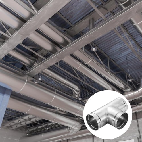 4-Inch Y Duct Splitter, Stainless Steel 3-Way Connector, Grooved Pipe Fitting for HVAC, Dryer Vent, Exhaust Fan
