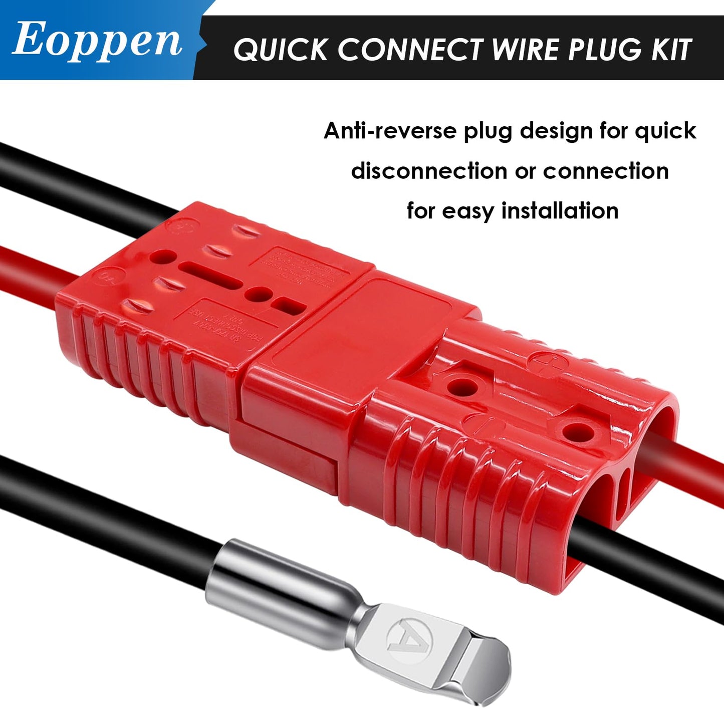 Eoppen 4Pcs 175Amp Battery Quick Connect/Disconnect, 2-4 Gauge Wire Harness Plug Kit 12V-36V Battery Cable Connector for RV Winch Trailer