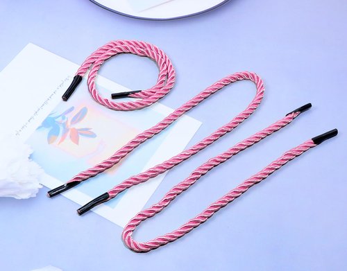 ONLYKXY 60pcs Solid Braided Twisted Handle Rope with Plastic Ends for Bag Box,13inch 3 Satins Xmas Shiny Reusable Decorative Replacement Carrying Portable Thread Cord Trim String (Pink)