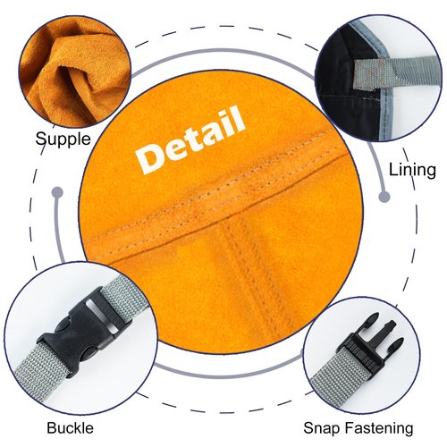 Leather Work Shop Apron with Pocket, Buckle straps, Heat & Flame-Resistant Heavy-Duty Welding Apron