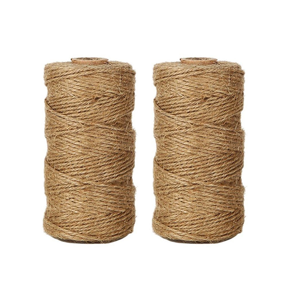 Tenn Well Natural Jute Twine, 656 Feet 1mm Thin Rustic Twine String for Arts & Crafts, Gift Wrapping, Gardening, Wedding, Halloween Decor, Christmas Ornaments (2PCS X 328 Feet)