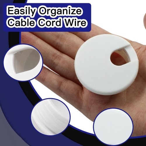 suiwotin 2pcs 1-1/2 Inch Desk Grommet, Plastic Desk Hole Cover, White Cable Hole Cover, Desk Hole Grommet for Wire Cord Organizing Office Computer Desk