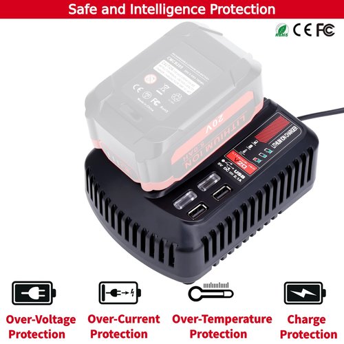 Tulepowceeng CMCB104 Fast Charger Compatible with Craftsman 20v V20 Lithium Battery CMCB201 CMCB202 CMCB205 CMCB209 CMCB206 CMCB202-2 Replacement for 20v Battery Charger CMCB100 CMCB102 CMCB124