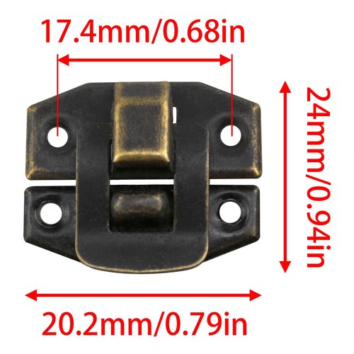 AYLIFU Jewelry Box Latch Wooden Box Small Hinge mini Lock Bronze Color with Screws 0.9×0.78×0.01inch for Jewelry Wooden Boxes and DIY handicrafts 20pcs