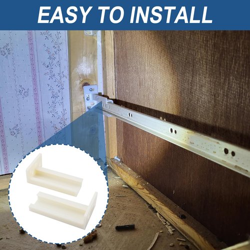 R 7265 Drawer Track Back Plate, 3/8 in. x 1 in., Plastic, Left and Right, Beige (2 Pair)