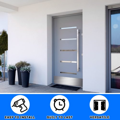 Therwen 10 Sets 8 x 36 Inches Silver Door Kick Plate for Exterior Doors, Satin Aluminum Kick Plates with Screws for Wood Metal Interior/Exterior Anti Scratch Door Protection