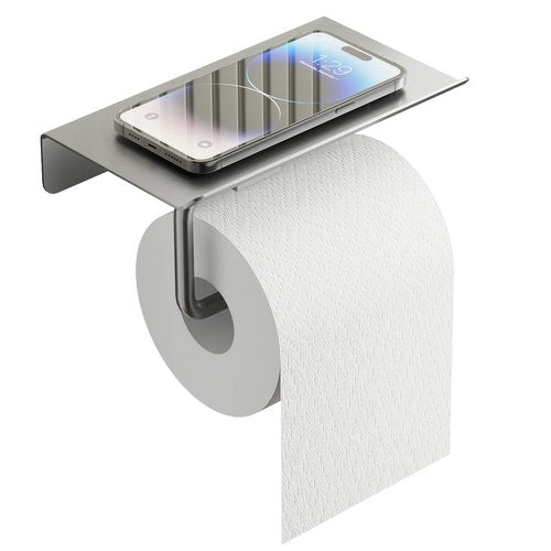Toilet Paper Holder with Shelf, 304 Stainless Steel 6-Inch Large Bathroom Toilet Paper Holder Wall Mount, Rustproof Toilet Paper Roll Holder for Bathroom, Washroom