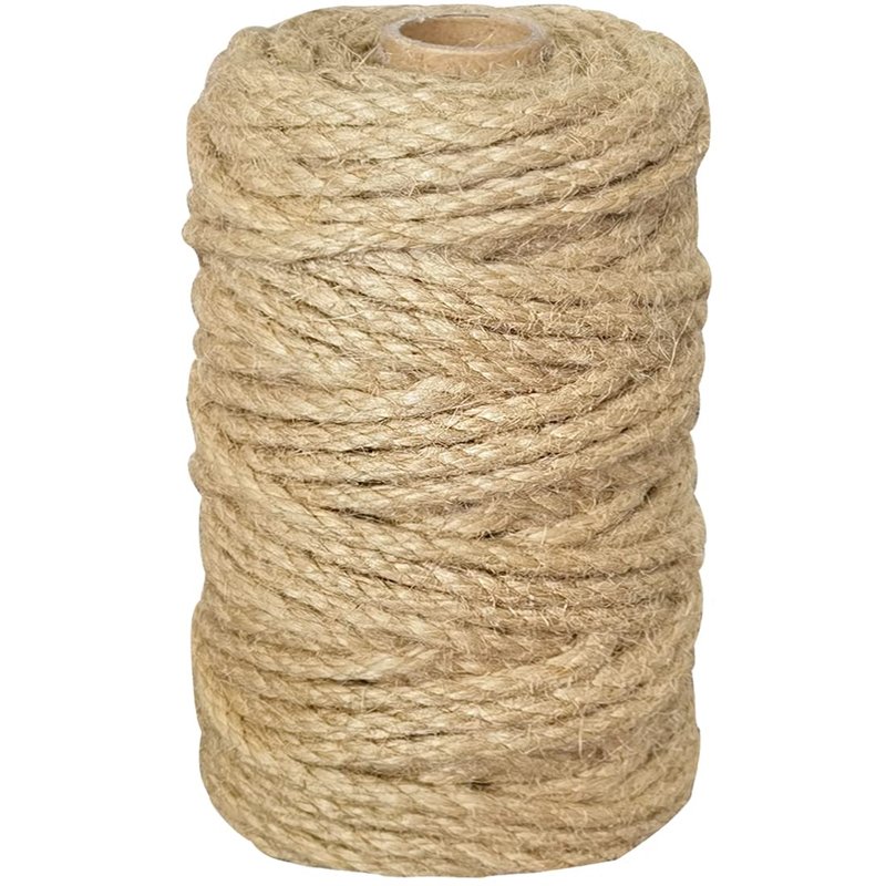 PerkHomy 5mm Jute Rope 105 Feet Twisted Heavy Duty and Thick Twine Rope for Cat Scratcher Scratching Post Tree Craft Projects Gardening Home Decoration Packing Bundling (105FT * 5mm)