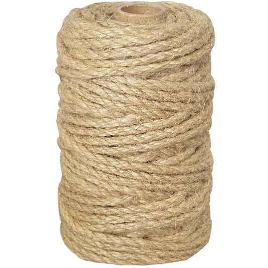 PerkHomy 5mm Jute Rope 105 Feet Twisted Heavy Duty and Thick Twine Rope for Cat Scratcher Scratching Post Tree Craft Projects Gardening Home Decoration Packing Bundling (105FT * 5mm)