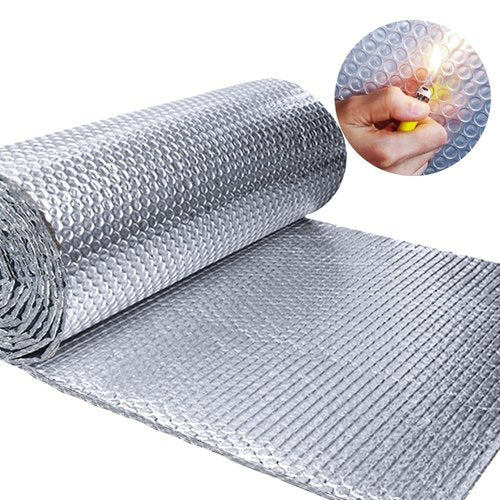 Double Reflective Insulation Foam 23.6inch×120Inch, 6MM Thick Reflective Window Radiant Barrier B2 Fireproof Aluminum Foil Bubble Insulation Roll for Keep Heat, Thermal Heat Block