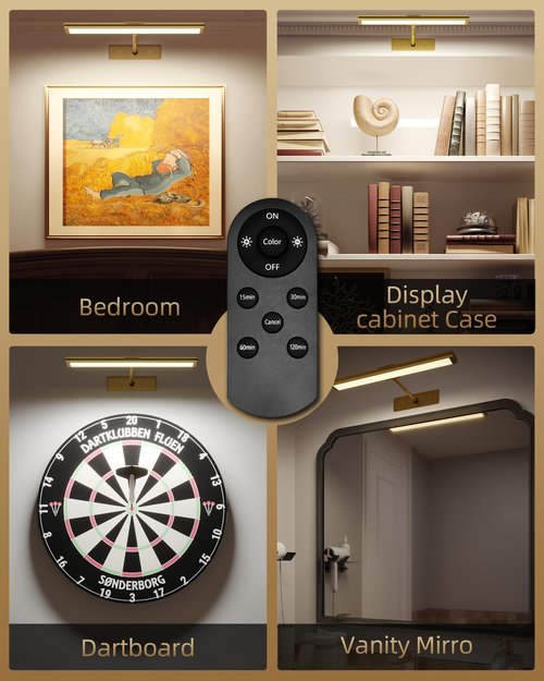 EZVALO Picture Light for Wall, 13inch Wireless Remote, 4800mAh Rechargeable Battery, 3 Color & Dimmable Magnetic LED Lights for Painting, Living Room, Gallery, Hallway, Bedroom, Dashboard