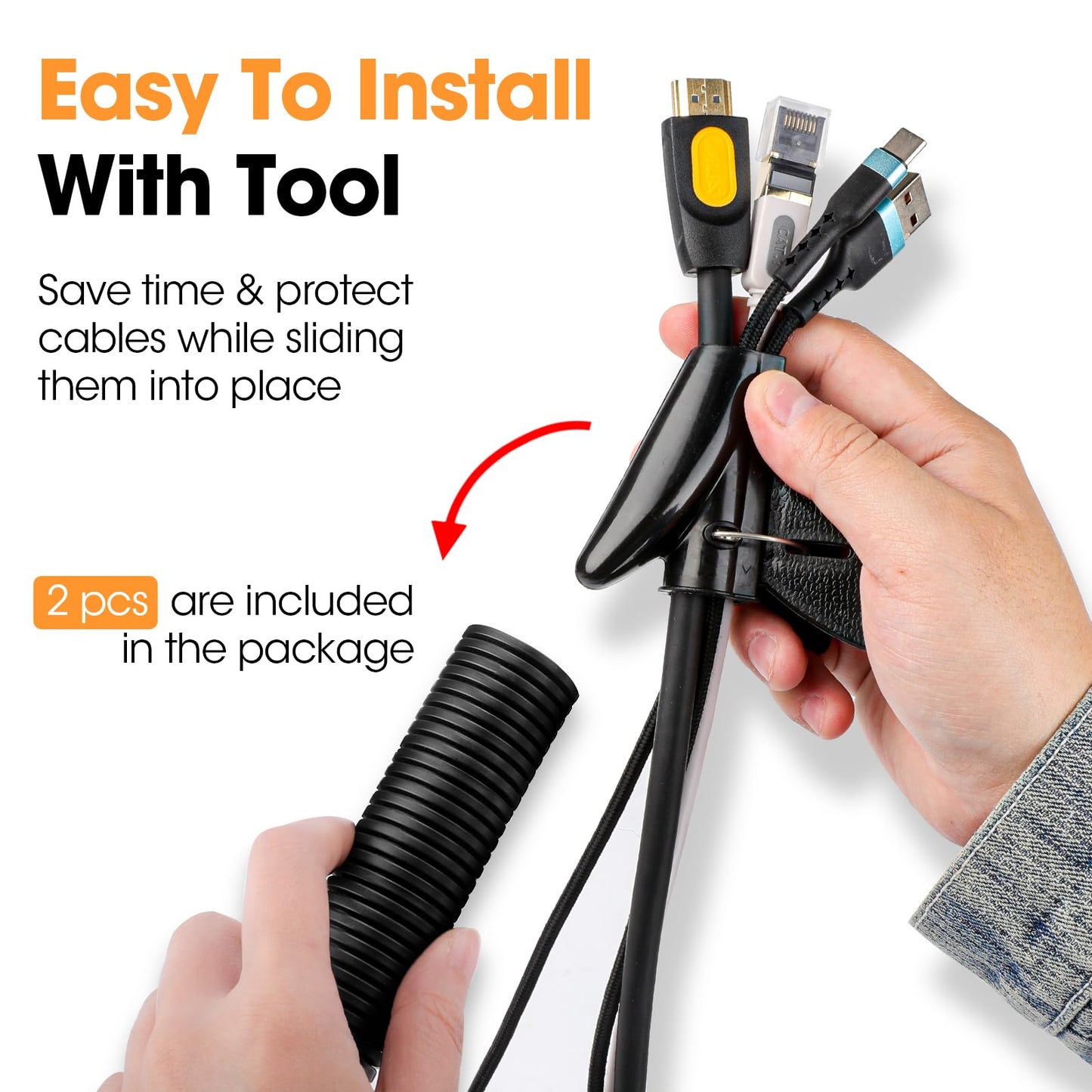 40 FT Wire Loom 1 Inch, Split Wire Loom Tubing Wire Conduit, Wire Protector Tubing – Black