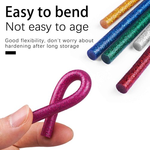 Gwybkq Mini Glitter Hot Glue Sticks 14 Colored for DIY Art Craft,4 inches 80 pcs