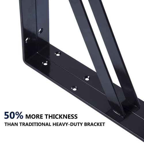 NEODROP 12-Pack 18 Inch Heavy Duty Shelf Brackets, Thicken Wall Bracket for Garage Floating Storage Shelves, Black Powder-Coated Steel