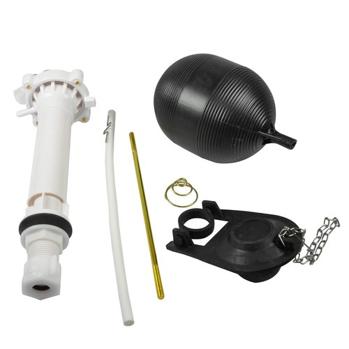 Danco 80816 Complete Toilet Repair Kit Fill Valve, Flapper, Rod, Float Replacement, White