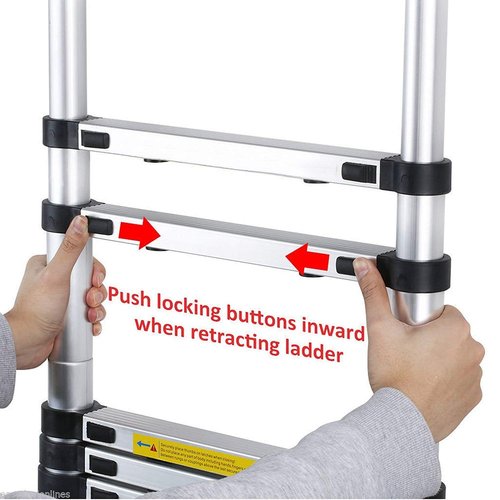 Telescoping Ladders, (8.5Ft/2.6M) EN131 Standards Aluminum Extension Ladder, Extension for RV, Attics, Families, Outdoor Work, with a Maximum Bearing Capacity of 330lbs