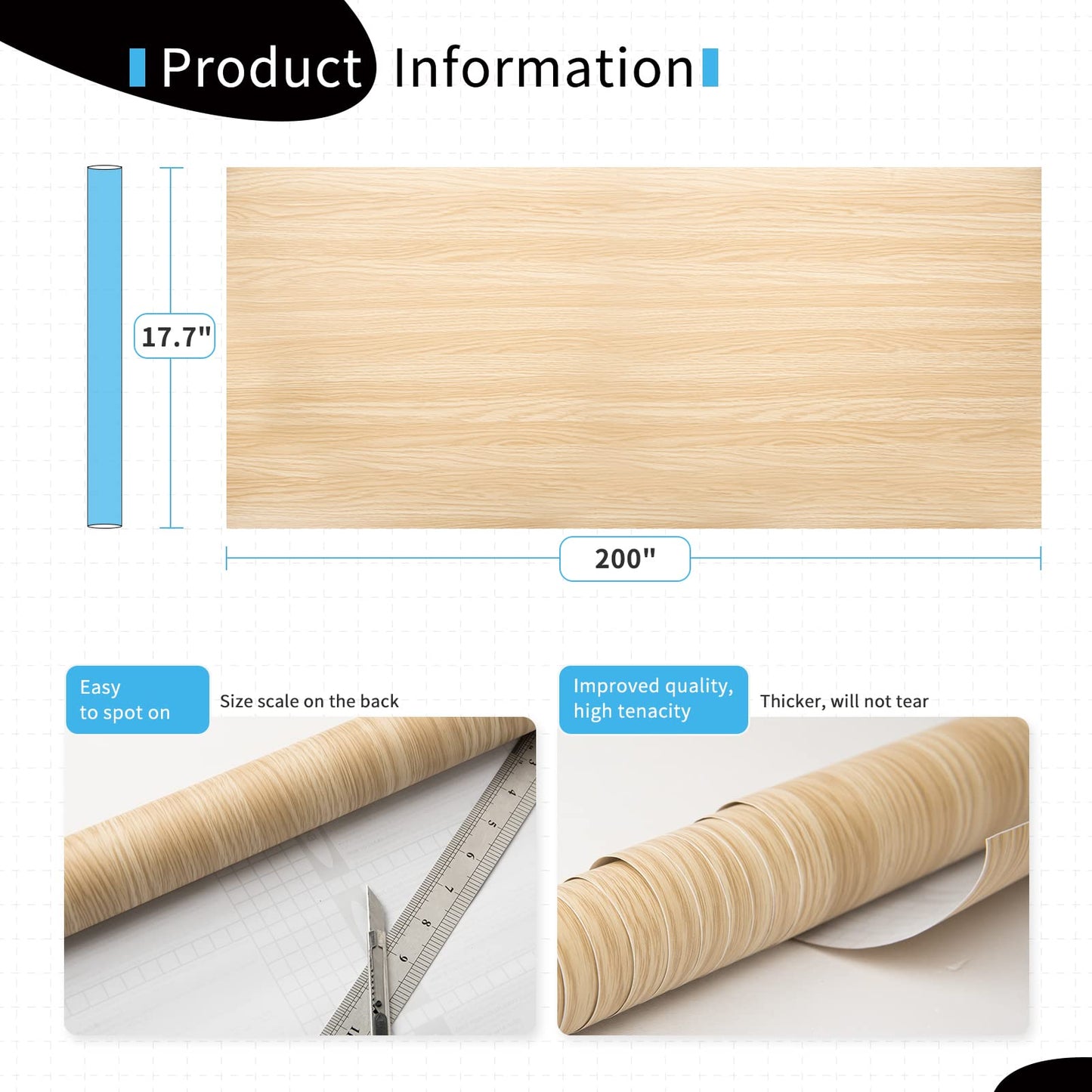 Art3d 120"x17.3" Peel and Stick Wallpaper - Decorative Self Adhesive Contact Paper for Cabinets Countertop Shelf Kitchen Wallpaper,White-Washed
