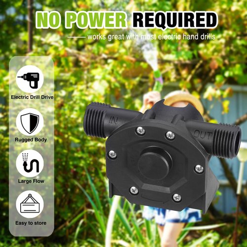 TRUPOW Self-Priming Mini Hand Water Transfer Drill Pump Kit with Water Hose & Oil Hose for Home Water Oil Fluid Transfer
