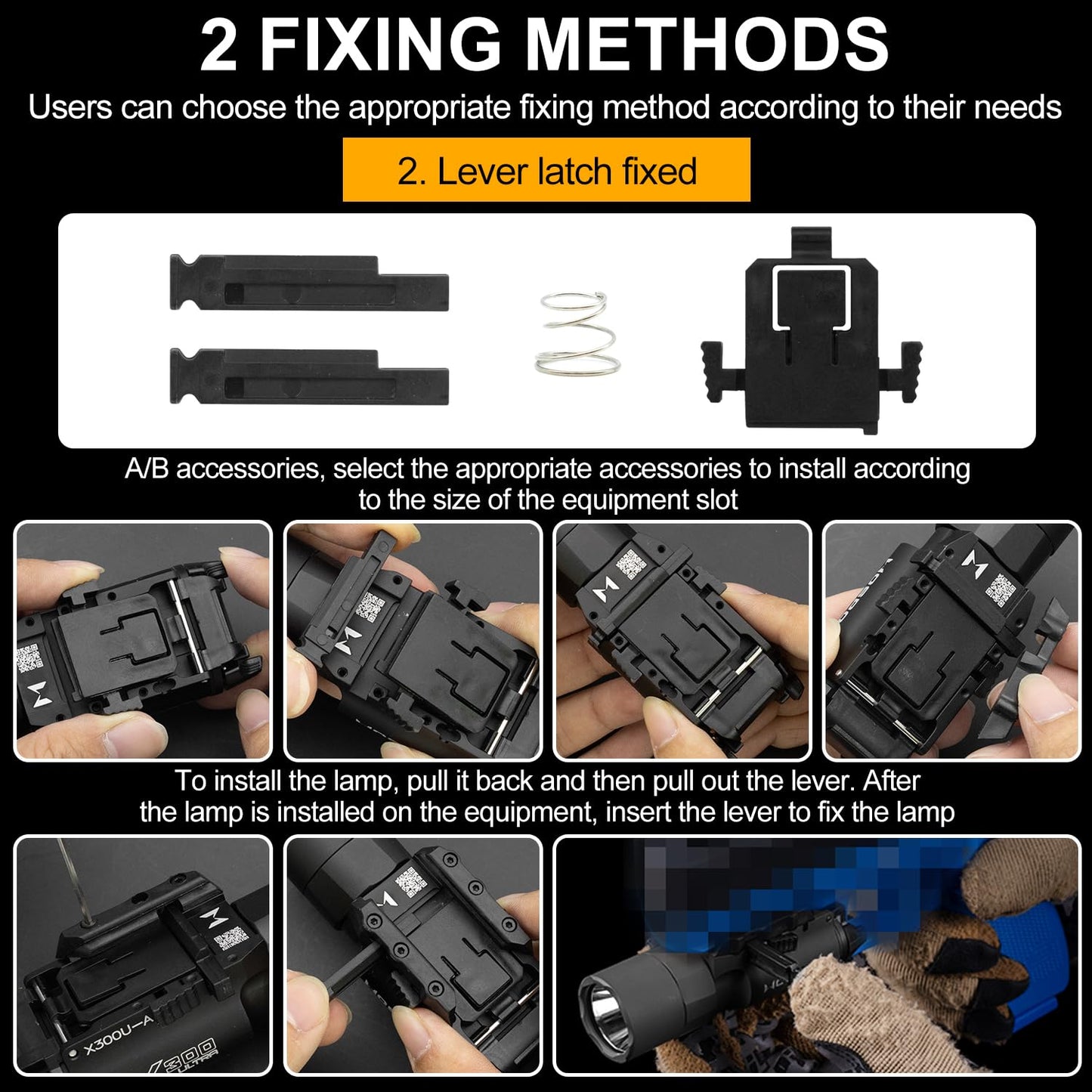 Zhongren X300-A Universal LED Tactical Flashlight 800-Lumen with Replaceable Slot Mount for Pistol and WeaponLight or Helmet ARC Rail (Black)